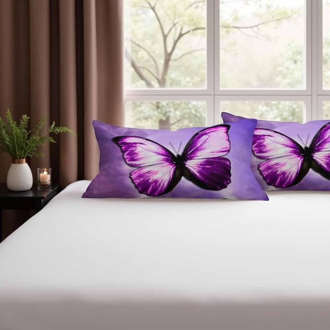 Purple Butterfly Couch Pillow Covers 12 X 20 Vibrant Magical Nature Insect Set - Image 9