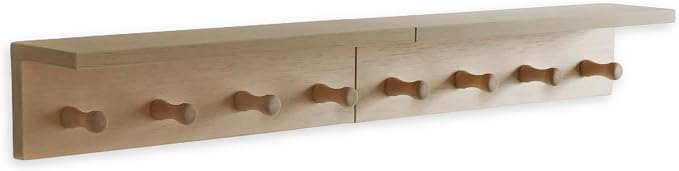 Entrance Coat Rack ,Coat Hooks, Wall-Mounted Wooden Hook Rack, Wall-Mounted - Image 9