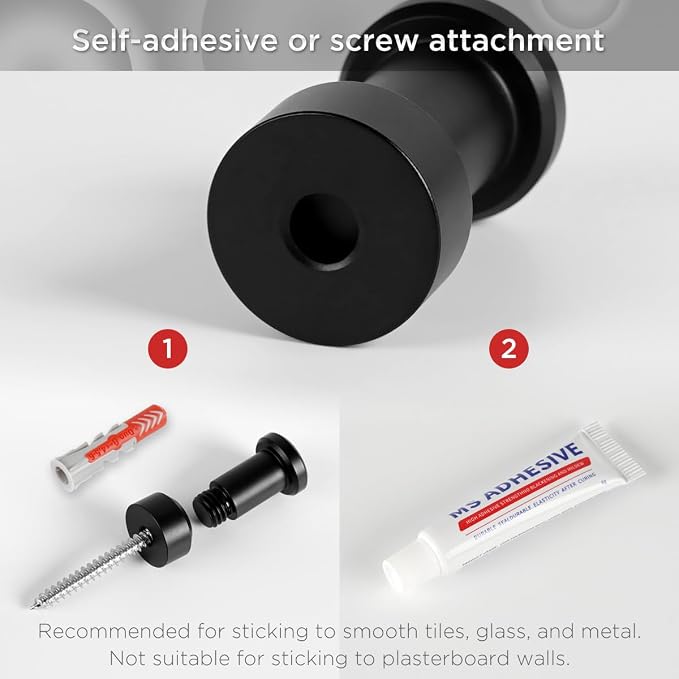 5 Packs CNC Stainless Steel Black Towel Hook:Multipurpose Wall Mount & Adhesive - Image 7