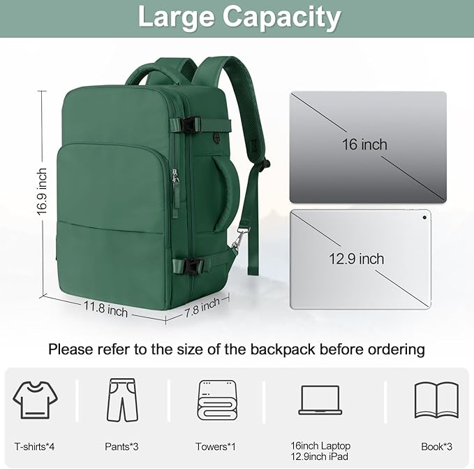 Sinaliy Travel laptop Backpack for Women, Personal Item Size Flight Approved - Image 9