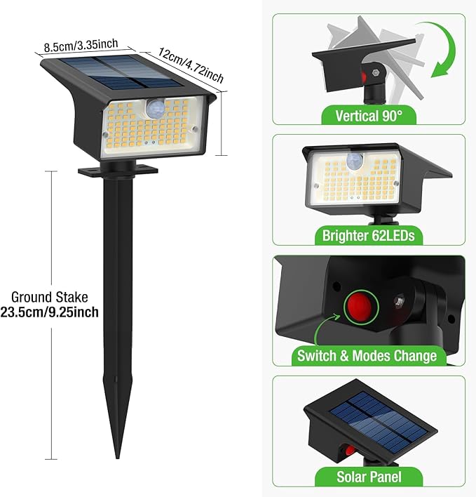 Solar Spot Lights Outdoor Motion Sensor, 3 Modes Motion Sensor Outdoor Lights - Image 7