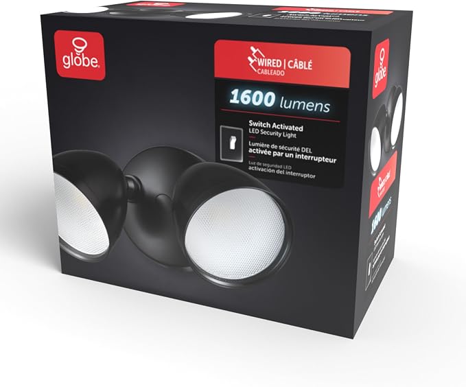 GLOBE Electric 17000186 20W Twin Head Black 1600 Lumens Wall Switch Activated - Image 9