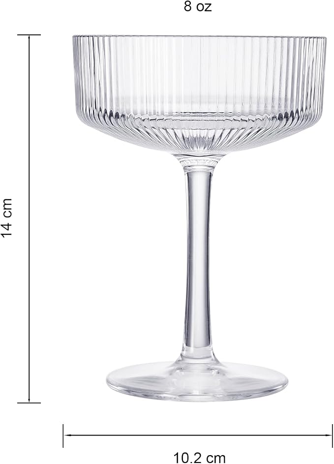 ACRYLIC Ribbed Coupe Glasses Set of 2 – 8oz Clear Shatterproof Acrylic Cocktail - Image 7