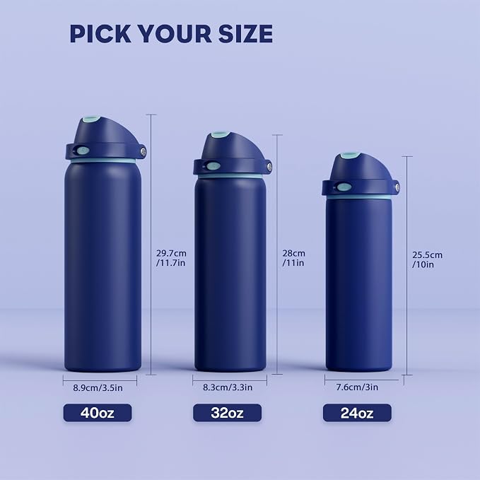 POWCAN 24 oz Insulated Stainless Steel Water Bottle: 2-in-1 Push-Button Spout & - Image 8