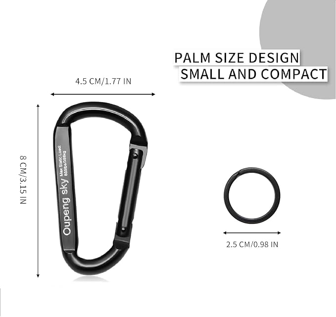 Carabiner Clip, 855lbs,3" Heavy Duty D Ring Caribeener Clips, Carabiner - Image 7