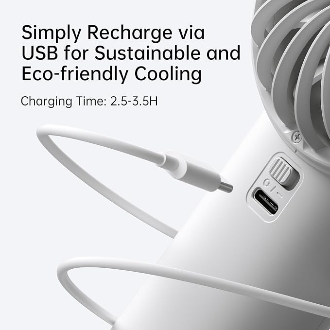 JISULIFE Handheld Portable Fan, Stronger and Longer-Lasting: 5 Speed, 3600mAh - Image 8
