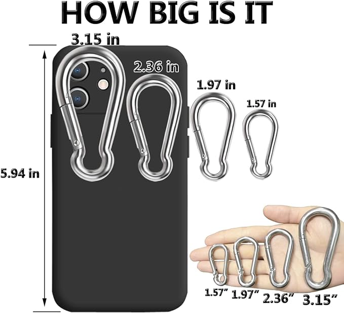 Spring Snap Hooks, 304 Stainless Steel Metal Clip Heavy Duty Rope Connector - Image 7