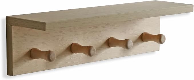 Entrance Coat Rack ,Coat Hooks, Wall-Mounted Wooden Hook Rack, Wall-Mounted - Image 9