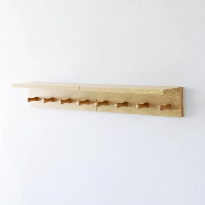 Entrance Coat Rack ,Coat Hooks, Wall-Mounted Wooden Hook Rack, Wall-Mounted - Image 9