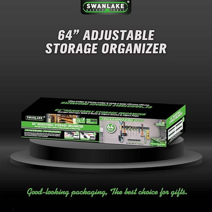 SWANLAKE Plastic 64 Inch Adjustable Storage System, Wall Mounted Hooks Tool - Image 7
