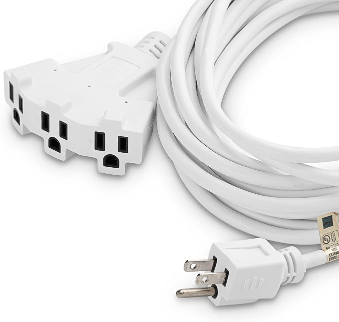 Holiday Lighting Outlet 25-Foot White Extension Cord, 3-Prong Indoor & Outdoor - Image 2