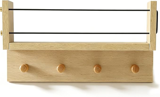 Entrance Coat Rack ,Coat Hooks, Wall-Mounted Wooden Hook Rack, Wall-Mounted - Image 9