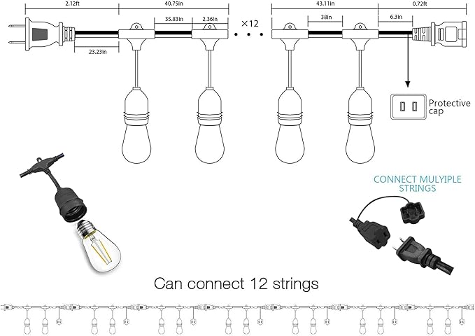 Banord Outdoor String Lights, 48FT Waterproof Patio Lights - Image 7