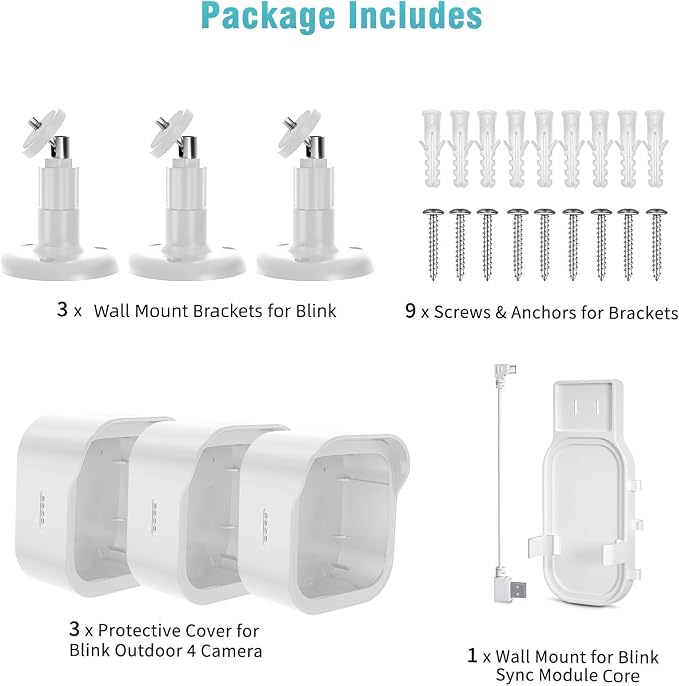 Wall Mount for Blink Outdoor Cameras, 3 Pack Weatherproof Housing, 360 Degrees - Image 8