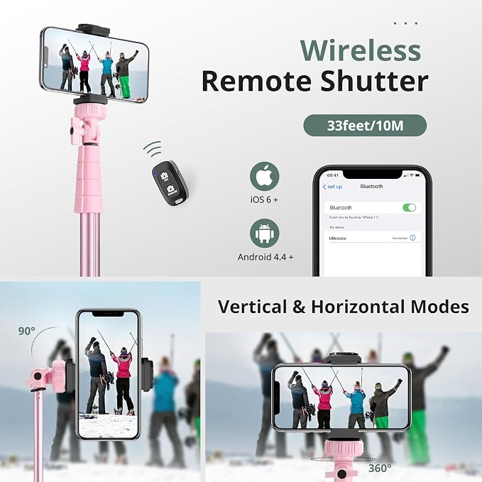 SENSYNE 72" Phone Tripod & Selfie Stick, Extendable Cell Phone Tripod Stand - Image 6