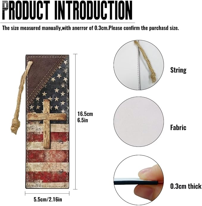 Small Bible Cover Case for Women Men Amercan Flag and Cross PU Leather Bible - Image 6