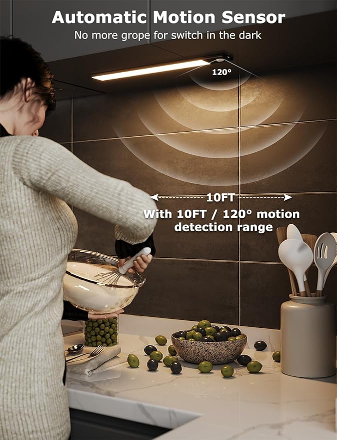 12" Ultra-Thin Under Cabinet Lighting Wireless, Aluminum Alloy Under Counter - Image 8
