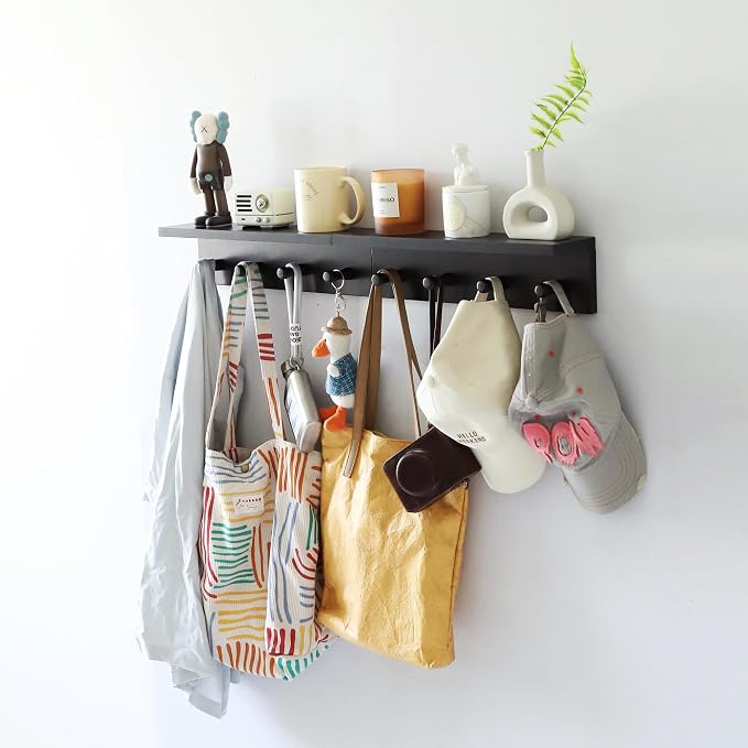Entrance Coat Rack ,Coat Hooks, Wall-Mounted Wooden Hook Rack, Wall-Mounted - Image 9