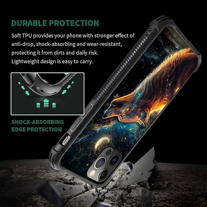 for iPhone 11 Pro Max Case, Star Cave Hungry Wolf Pattern Graphic Design Girl - Image 7