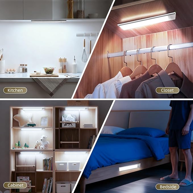 14inch Under Cabinet Lighting, 4 Pack Rechargeable Motion Sensor Light Indoor - Image 8