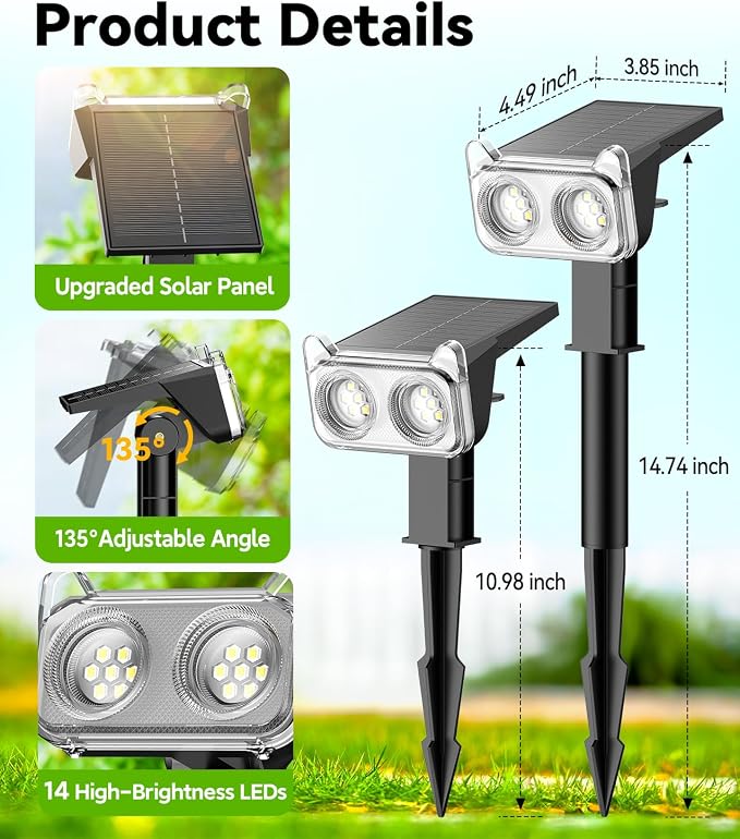 LETMY Solar Lights Outdoor Waterproof IP65, 6 Pack Solar Spot Lights Outdoor - Image 8