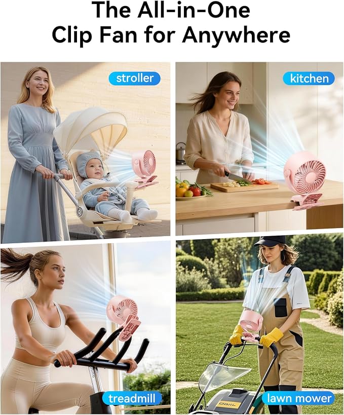 KIMMOO Portable Clip on Fan, 100-Speed Rechargeable USB Fan - Image 9