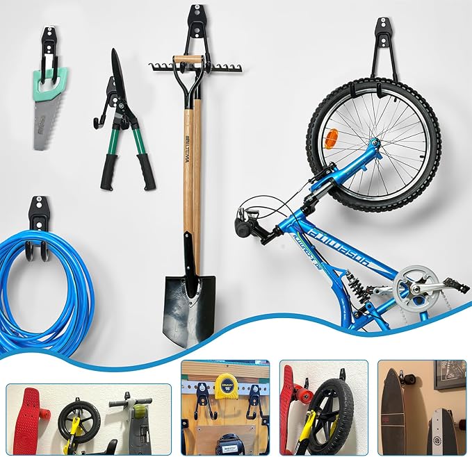 GeeWatom 2 Pack Garage Storage Utility Hooks,Garage Garden Tool Organizer,Steel - Image 8