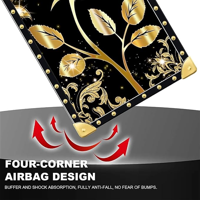 Compatible with iPhone 16 Case, Shine Gold Rose Luxury Golden Decoration - Image 7