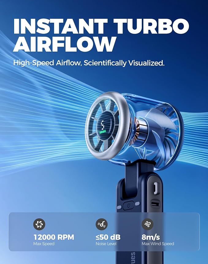 Diveblues Portable Handheld Turbo Fan, 5 Gear Wind, Battery Operated, 3 IN 1 - Image 8