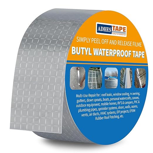 ADHES Butyl Tape Waterproof Tape, 2in x 16ft Aluminum Foil Tape, Butyl Sealant - Image 8