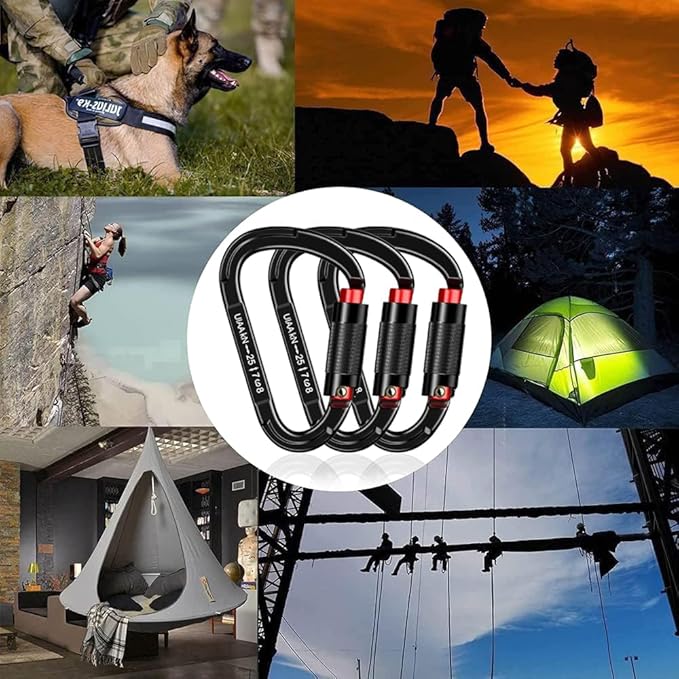 Auto Locking Carabiner Heavy Duty Carabiner 25kN UIAA Certified Climbing - Image 7