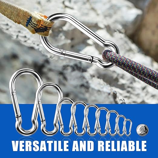 Small Carabiner Clip Hooks, 304 Stainless Steel Spring Snap Hook Fits Camping - Image 6