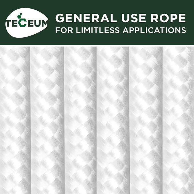TECEUM Rope – 150 Feet x 1/4 Inch – White – Strong All-Purpose Utility Rope – - Image 9