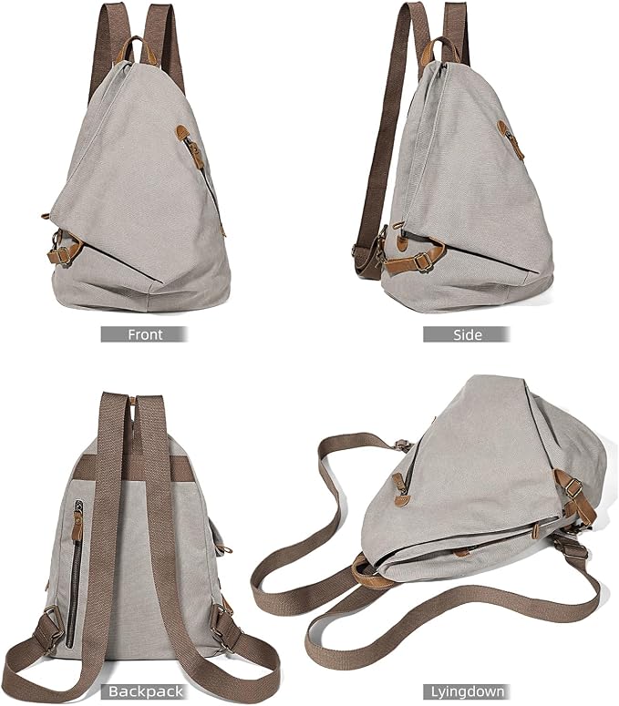 KL928 Canvas Vintage Backpack – Large Casual Daypack Outdoor Travel Rucksack - Image 9