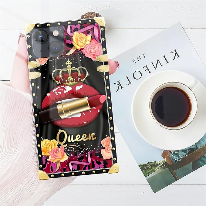 Compatible with iPhone 14 Case, Queen Lip Crown Leopard Print Luxury Golden - Image 7