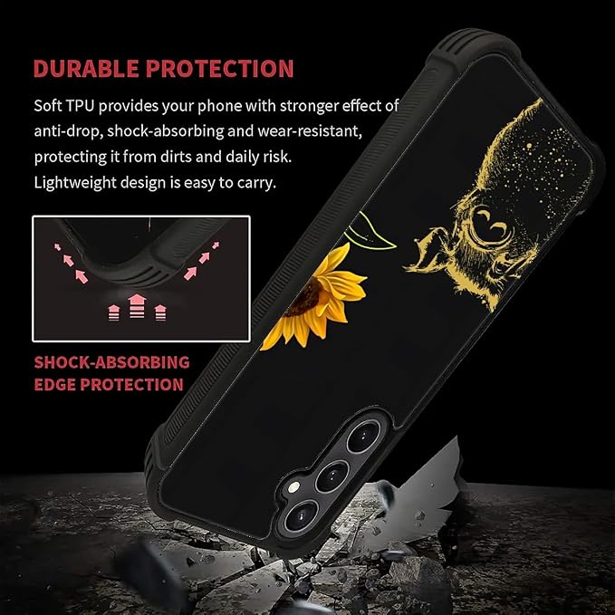 for Samsung Galaxy S23 FE Case, Pig Sunflower Yellow Sunshine Pattern Graphic - Image 7