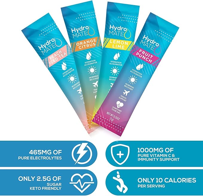 HydroMATE Electrolyte Powder Variety Pack Bulk Hydration Packets Low Sugar 90 - Image 7
