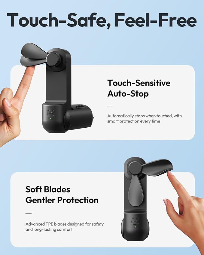 Gaiatop Portable Handheld Fan, 3 in 1 Mini Fan Handheld, Foldable Personal Fans - Image 6