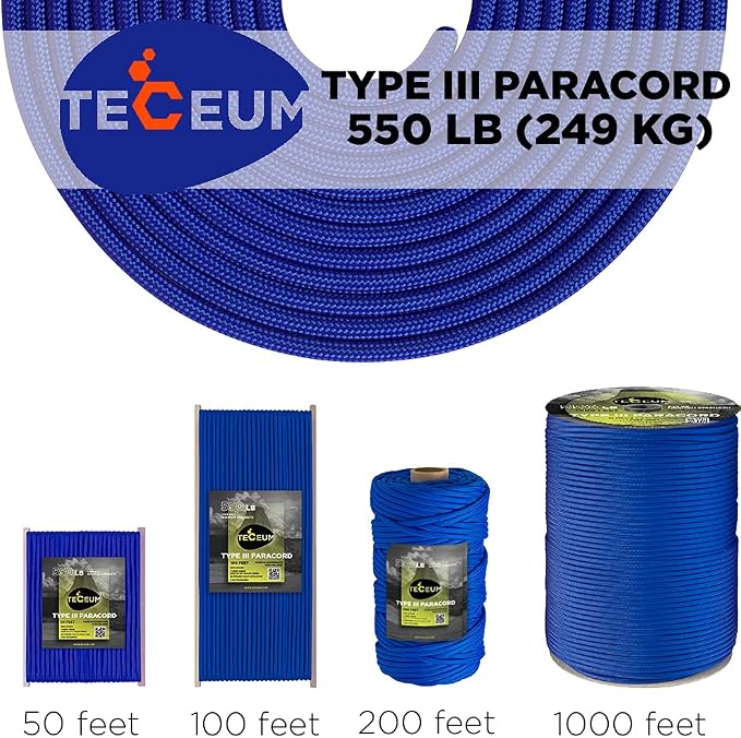 TECEUM Reflective Paracord Rope 1000 – 1000ft/200ft/100ft/50ft – 40+ Colors – - Image 9