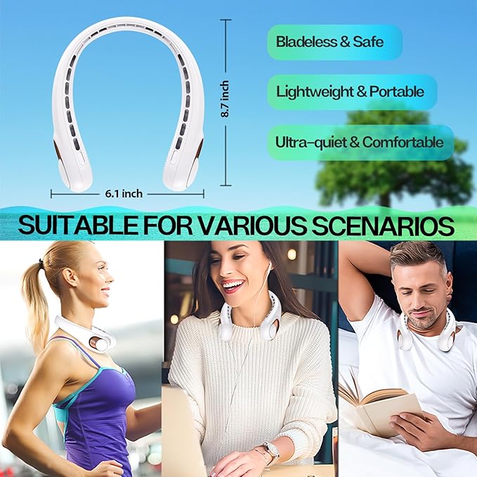 KIDEE Neck Fan, Portable Fan, Neck Fans Rechargeable, Upgraded LED Display - Image 6