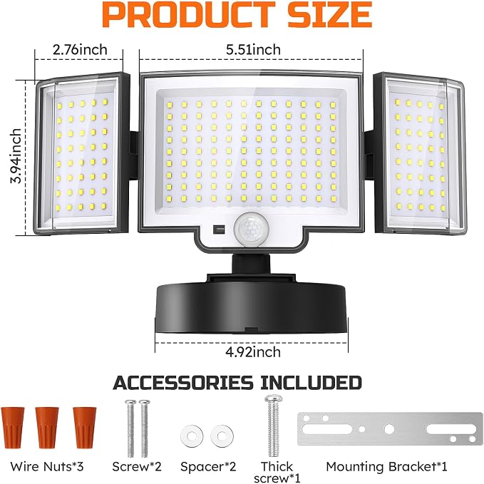 CLAONER 20W 3000LM LED Security Motion Sensor Outdoor Floodlights, 6500K - Image 8
