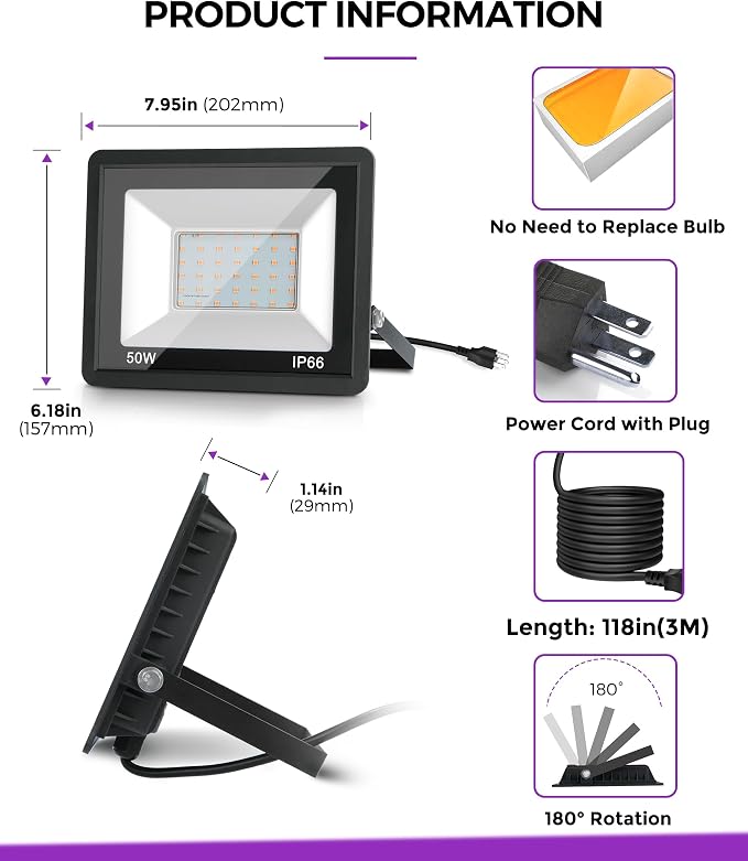 L LOHAS LED Purple Christmas Halloween Flood Light Outdoor, - Image 7