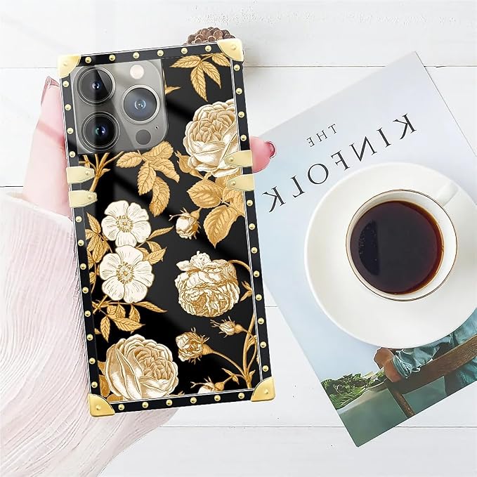 Compatible with iPhone 14 Pro Max Case, Blooming Rose Golden Flower Luxury - Image 7