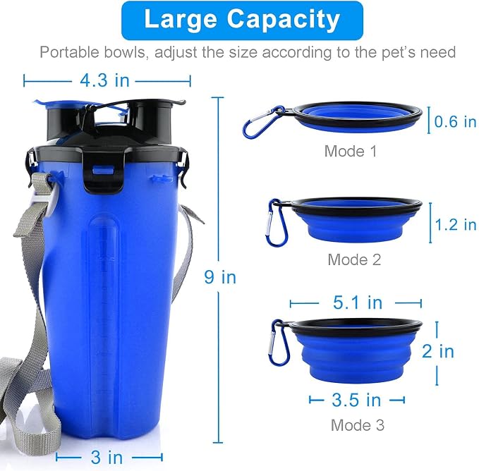 Dog Travel Water Bottle Collapsible Bowls, 2 in 1 Pet Food Container - Image 6