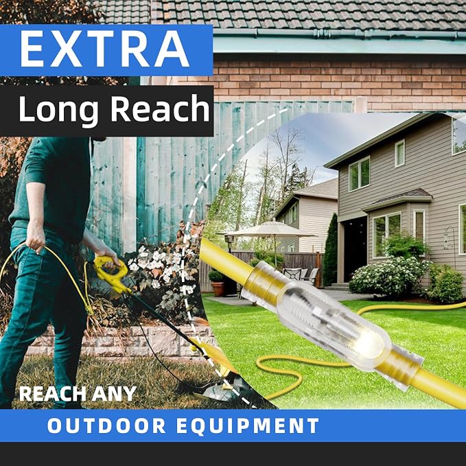 12 Gauge Outdoor Extension Cord 25 FT Waterproof, 3 Prong Plug, SJTW Heavy Duty - Image 8