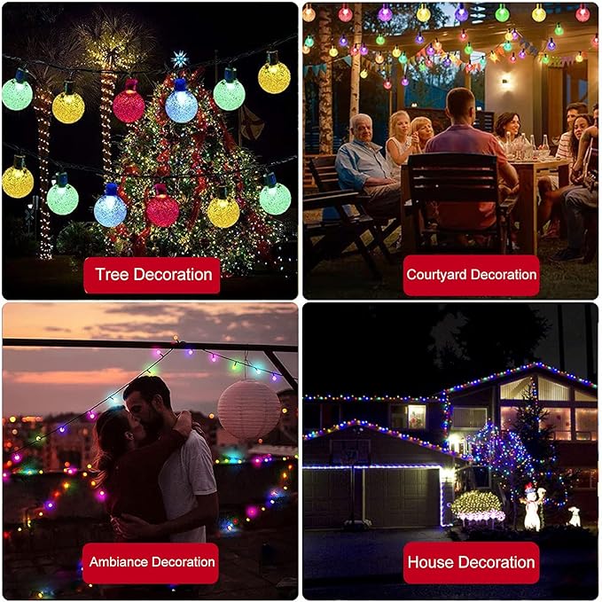 Jedavai Solar String Lights Outdoor 2 Pack 200 Led 80FT Multi-Color Crystal - Image 6