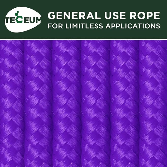 TECEUM Rope – 90 Feet x 3/8 Inch – Purple – Strong All-Purpose Utility Rope – - Image 9