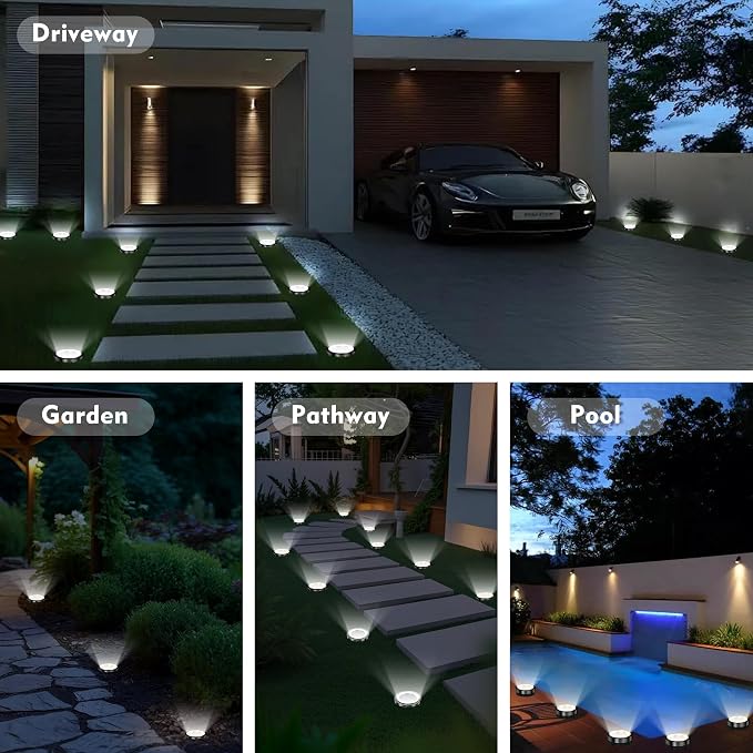 Solar Ground Lights Outdoor, 12 Pack Solar Lights Outdoor Waterproof, Mini Flat - Image 7