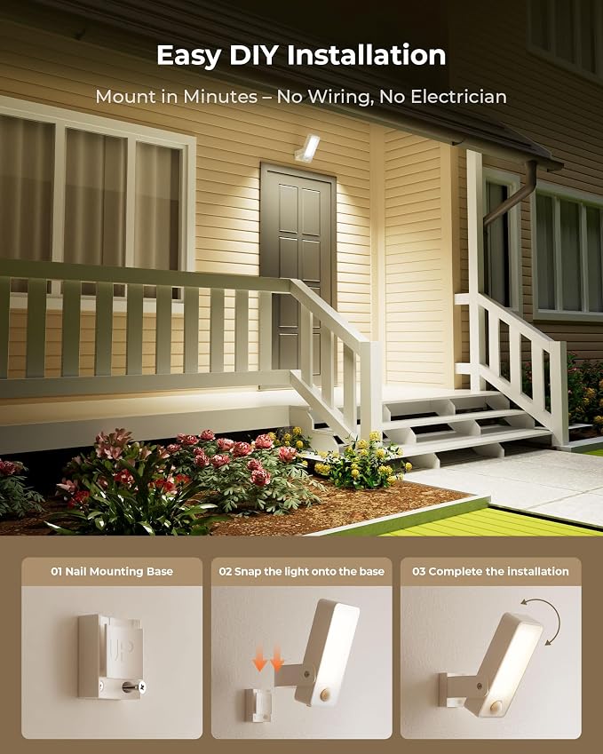 2 Pack Motion Sensor Outdoor Lights, 10000mAh Rechargeable 600 Lumen Battery - Image 9
