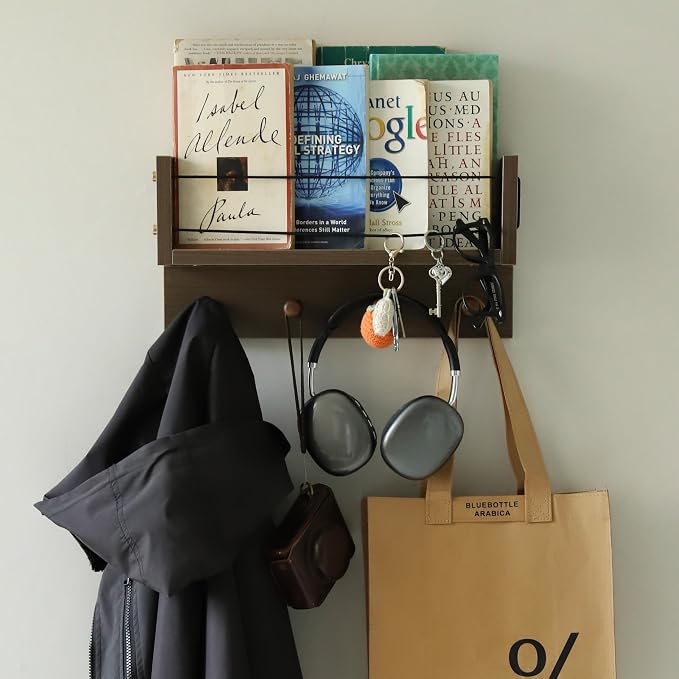 Entrance Coat Rack ,Coat Hooks, Wall-Mounted Wooden Hook Rack, Wall-Mounted - Image 7